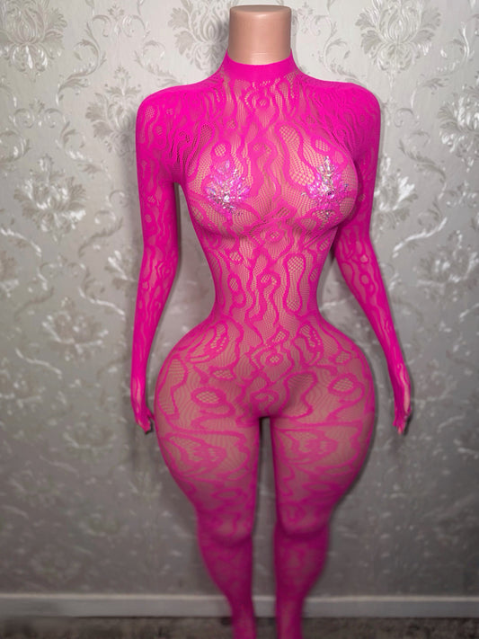 Queen of the Amazon Fishnet Jumpsuit Fits XS-L