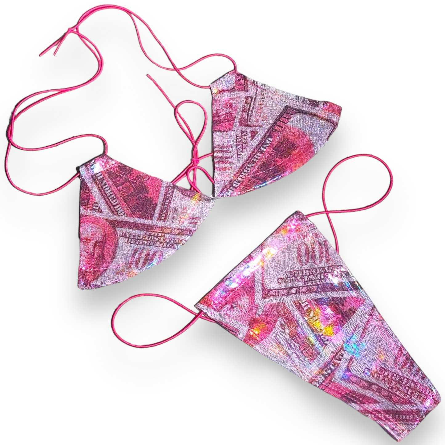 Holographic and Metallic Money Print Bikini