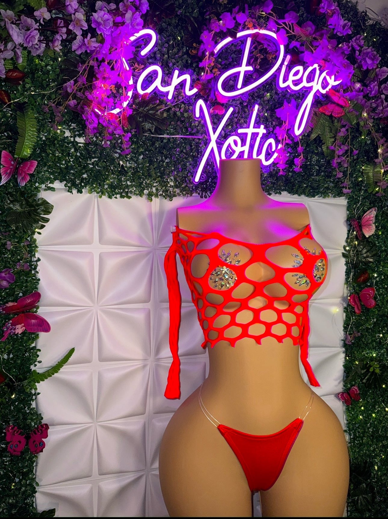 Stella — 2 Piece Pothole Top and Thong Set Fits XS-XL