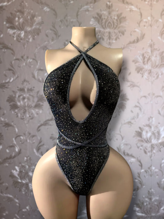 Mystique Mesh Backless Halter One Piece Fits XS-L