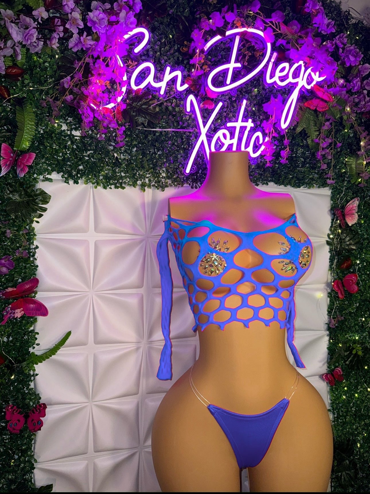 Stella — 2 Piece Pothole Top and Thong Set Fits XS-XL