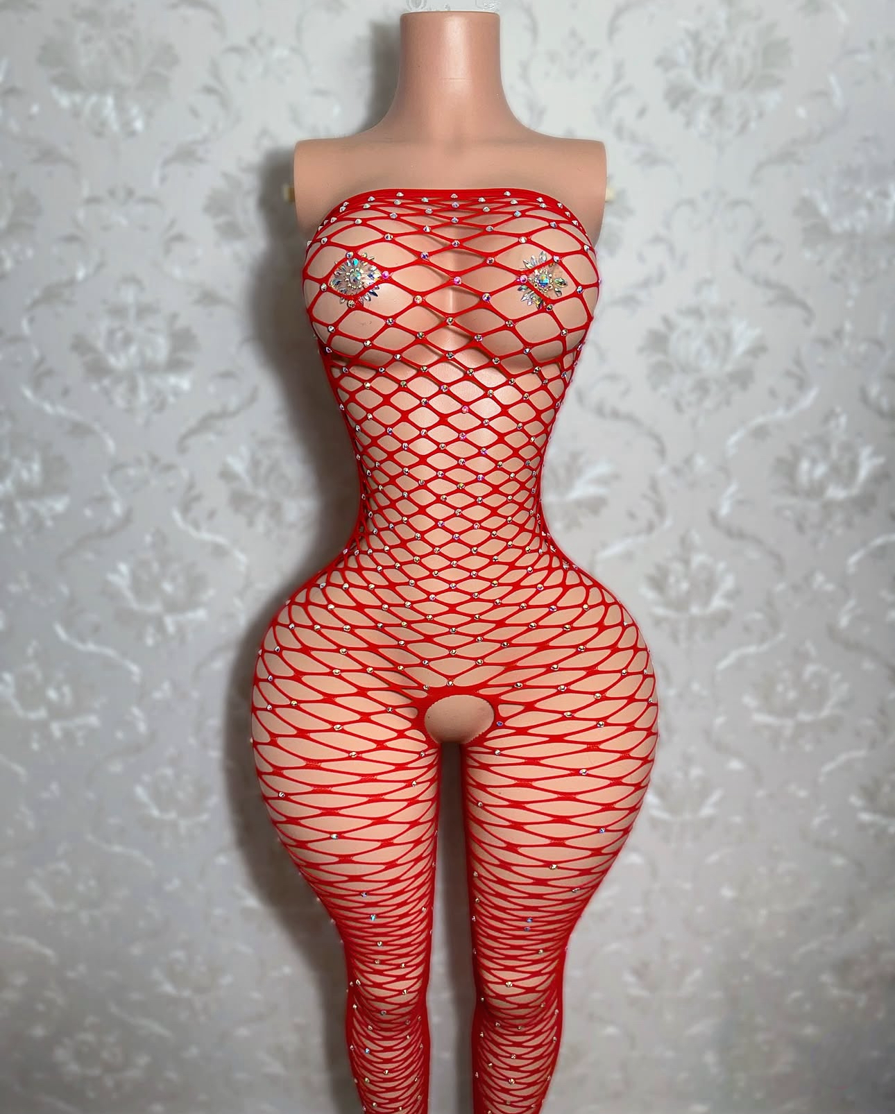 Rene Strapless Fishnet Bodystocking Fits XS-XL