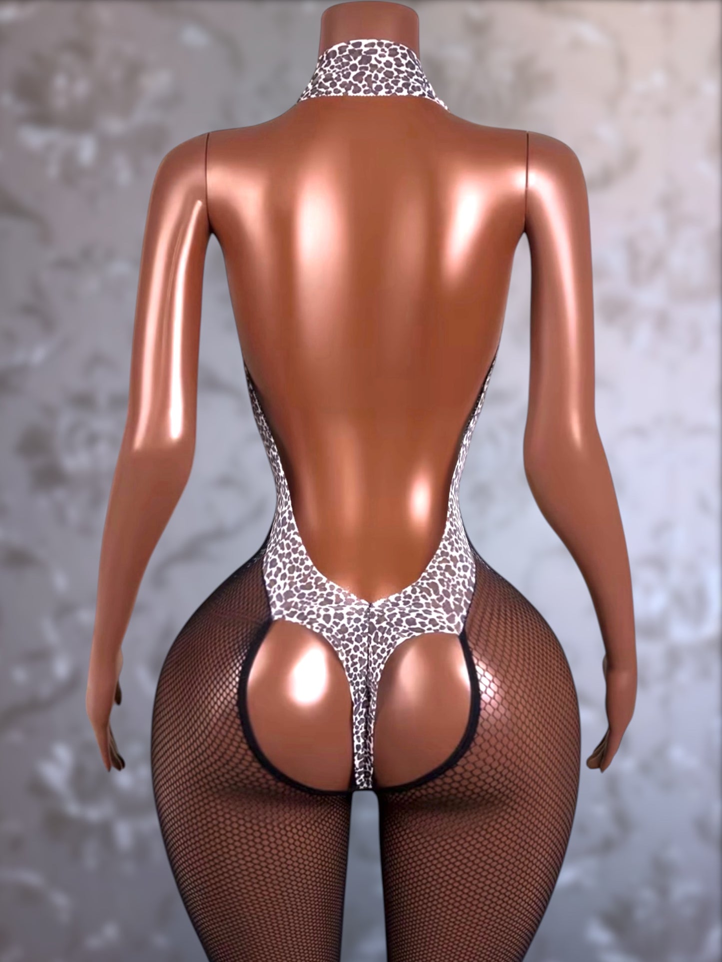 On The Prowl Leopard Cut Out Fishnet Bodystocking