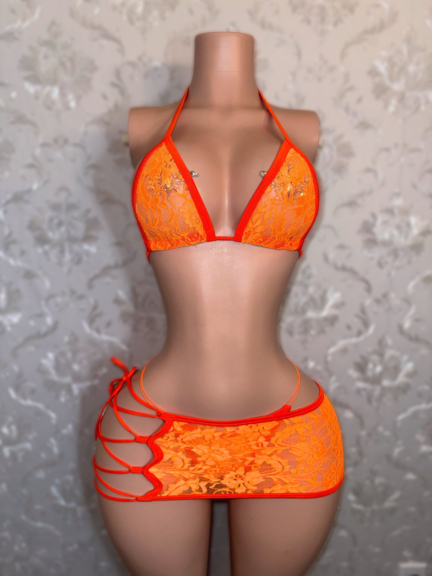 Kourtney Barker 3 Piece Bikini Side Tie Skirt Set