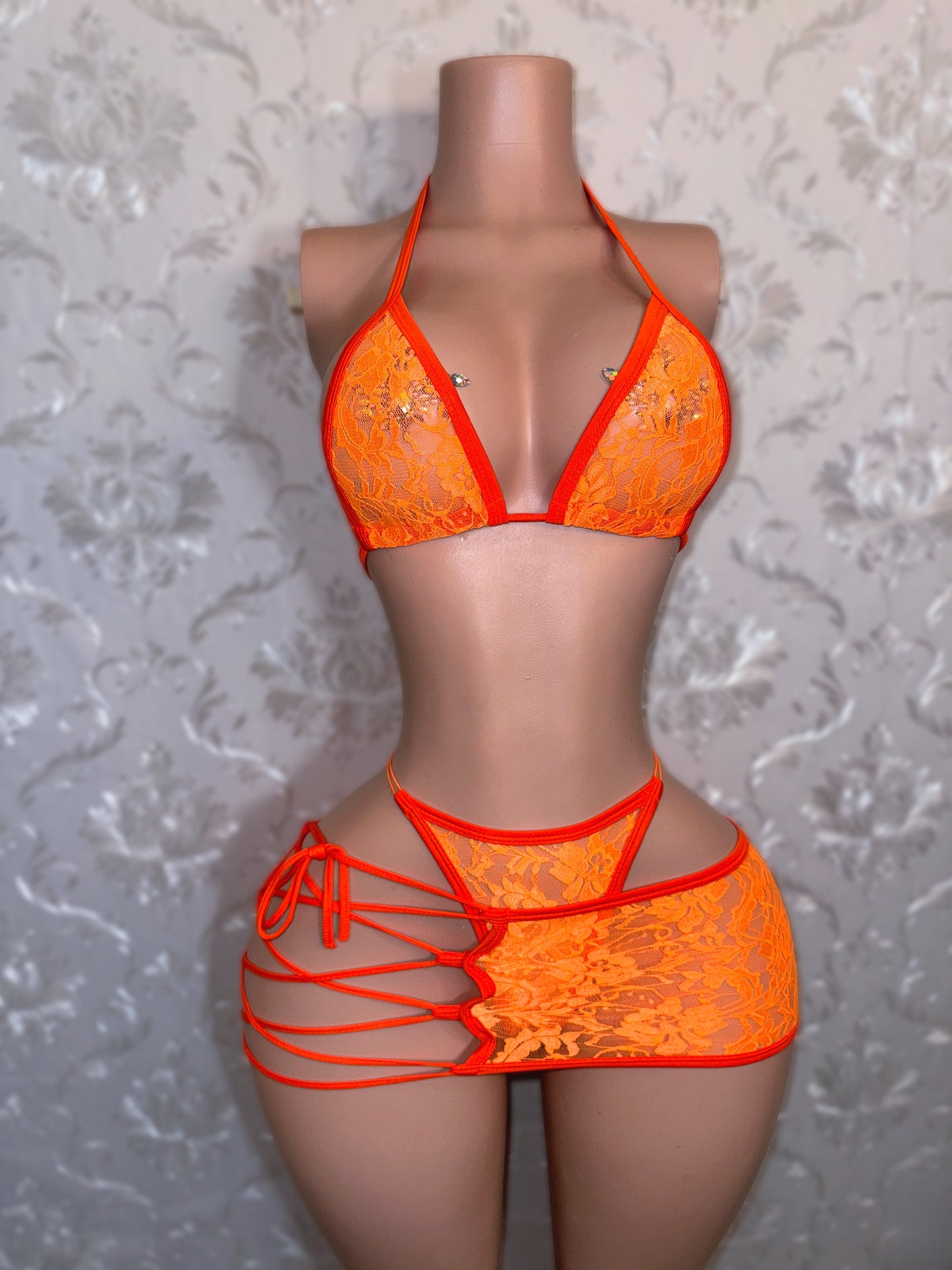 Kourtney Barker 3 Piece Bikini Side Tie Skirt Set