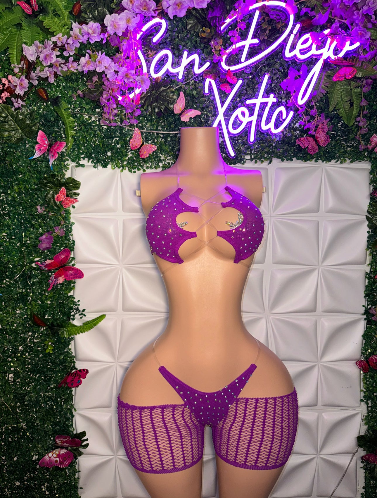 Riyah Diamond Studded Mesh Kini 3 Piece Set