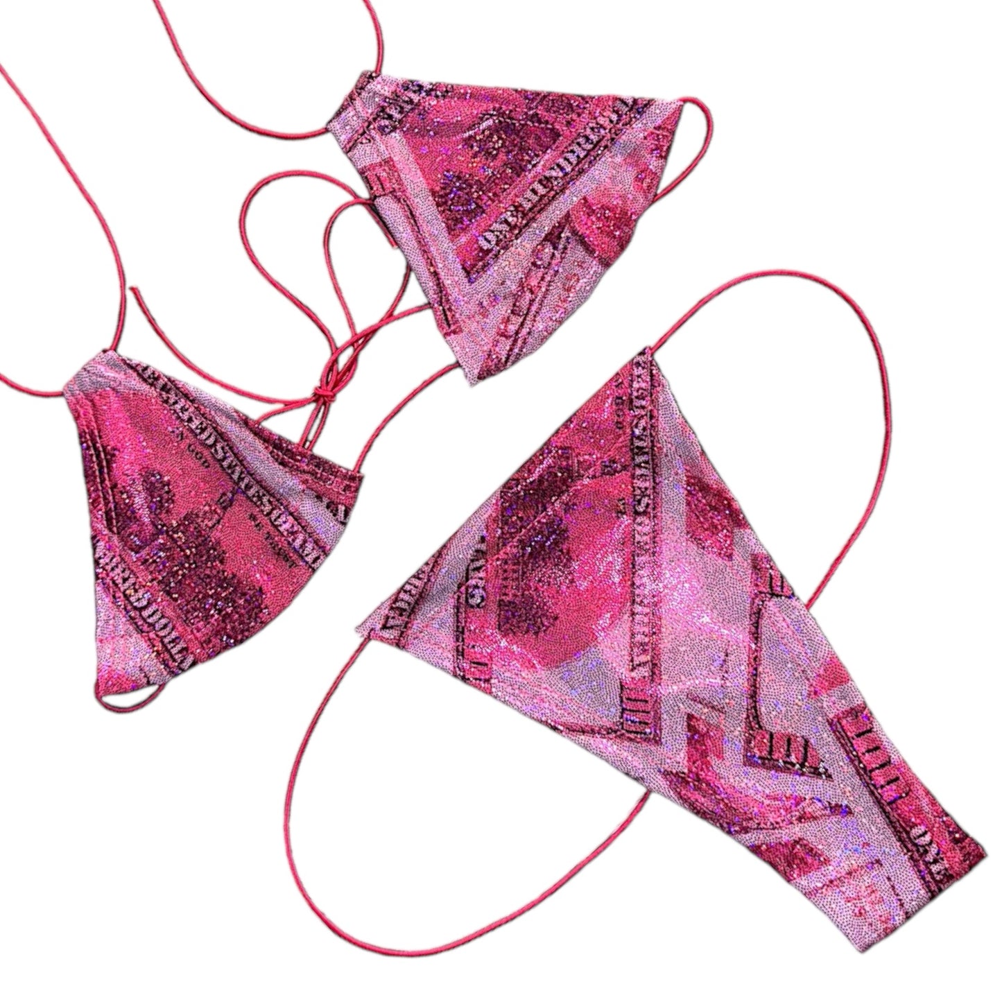 Holographic and Metallic Money Print Bikini