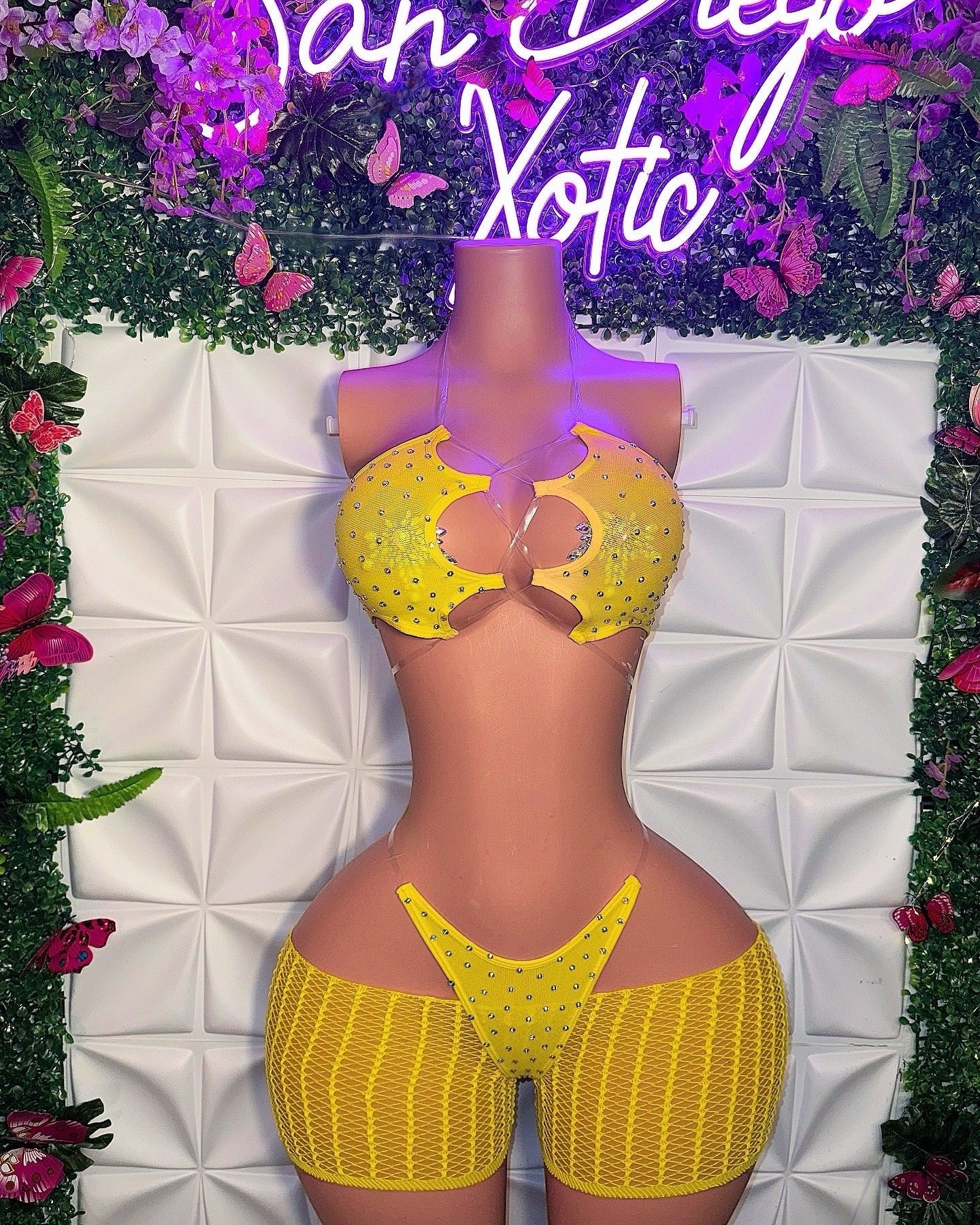 Riyah — Diamond Studded Mesh Kini 3 Piece Set