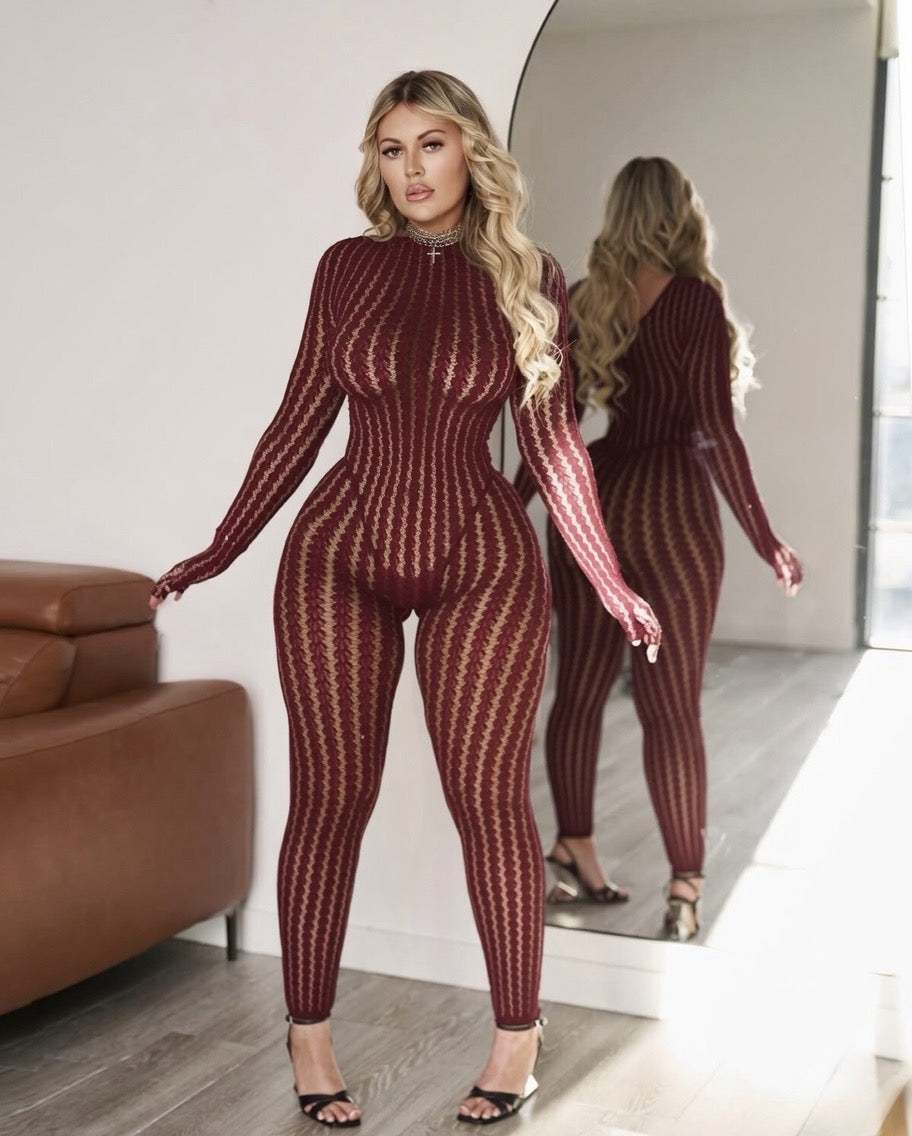 Sevyn Fishnet Jumpsuit Fits XS-XL