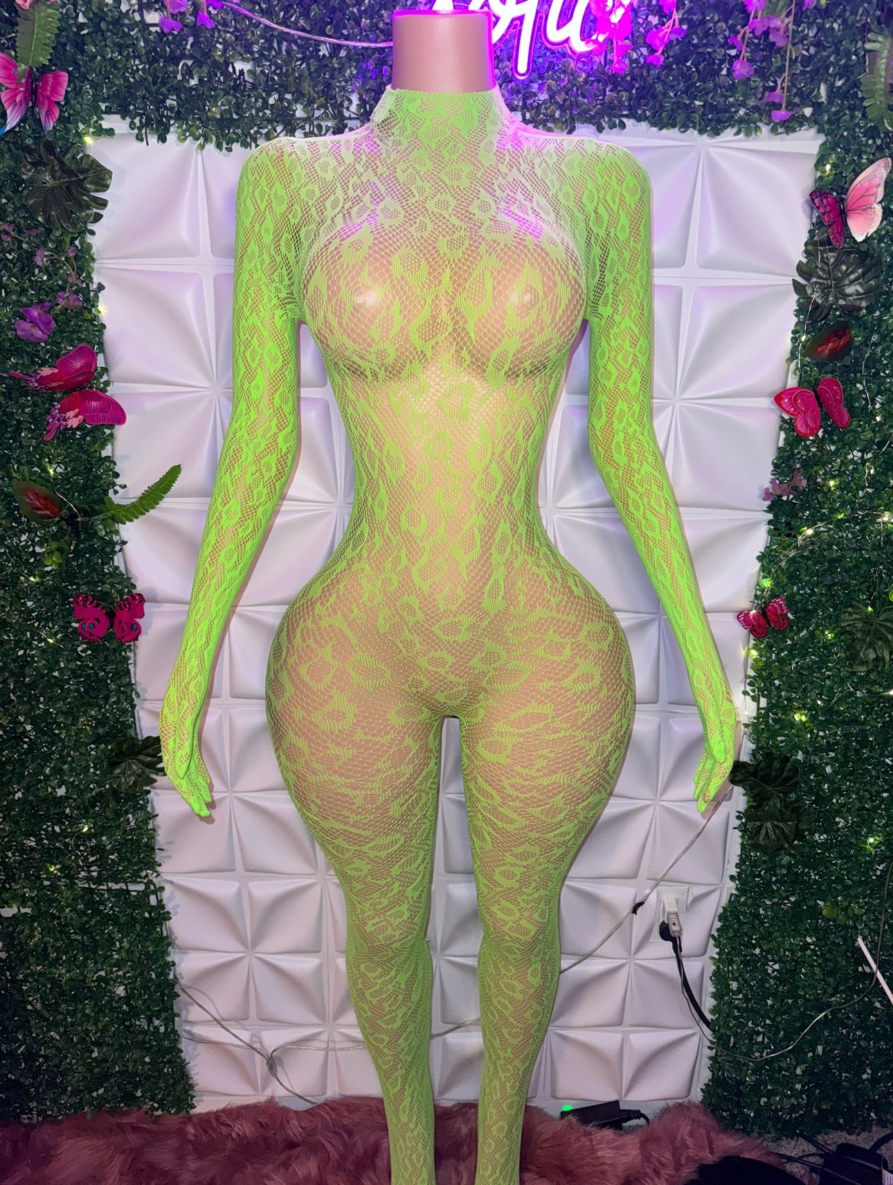 Sherice — Cheetah Fishnet Bodystocking and Clubwear Fits All Sizes