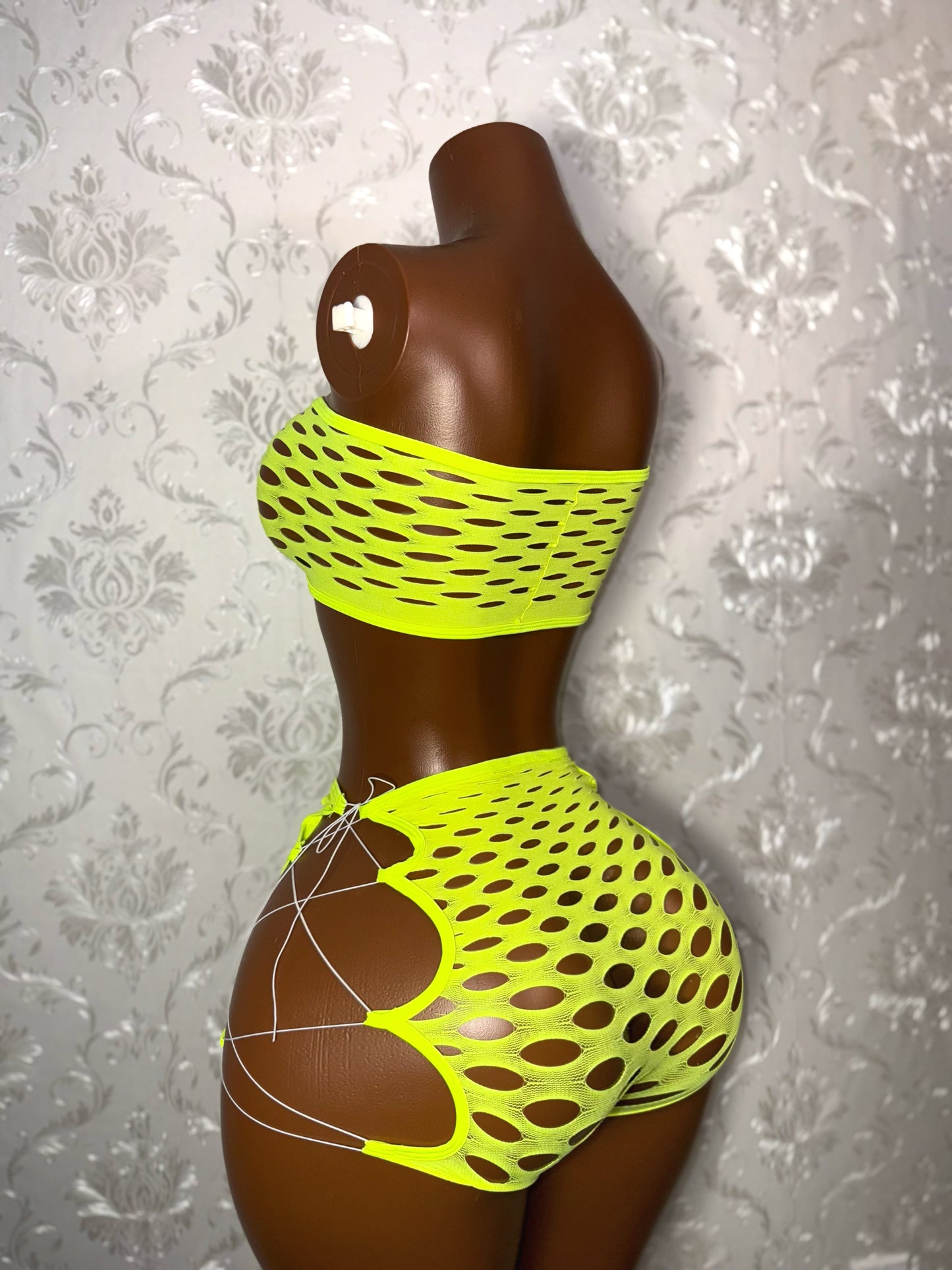 Pretty Doll — 2 Piece Fishnet Shorts Set Fits XS-L