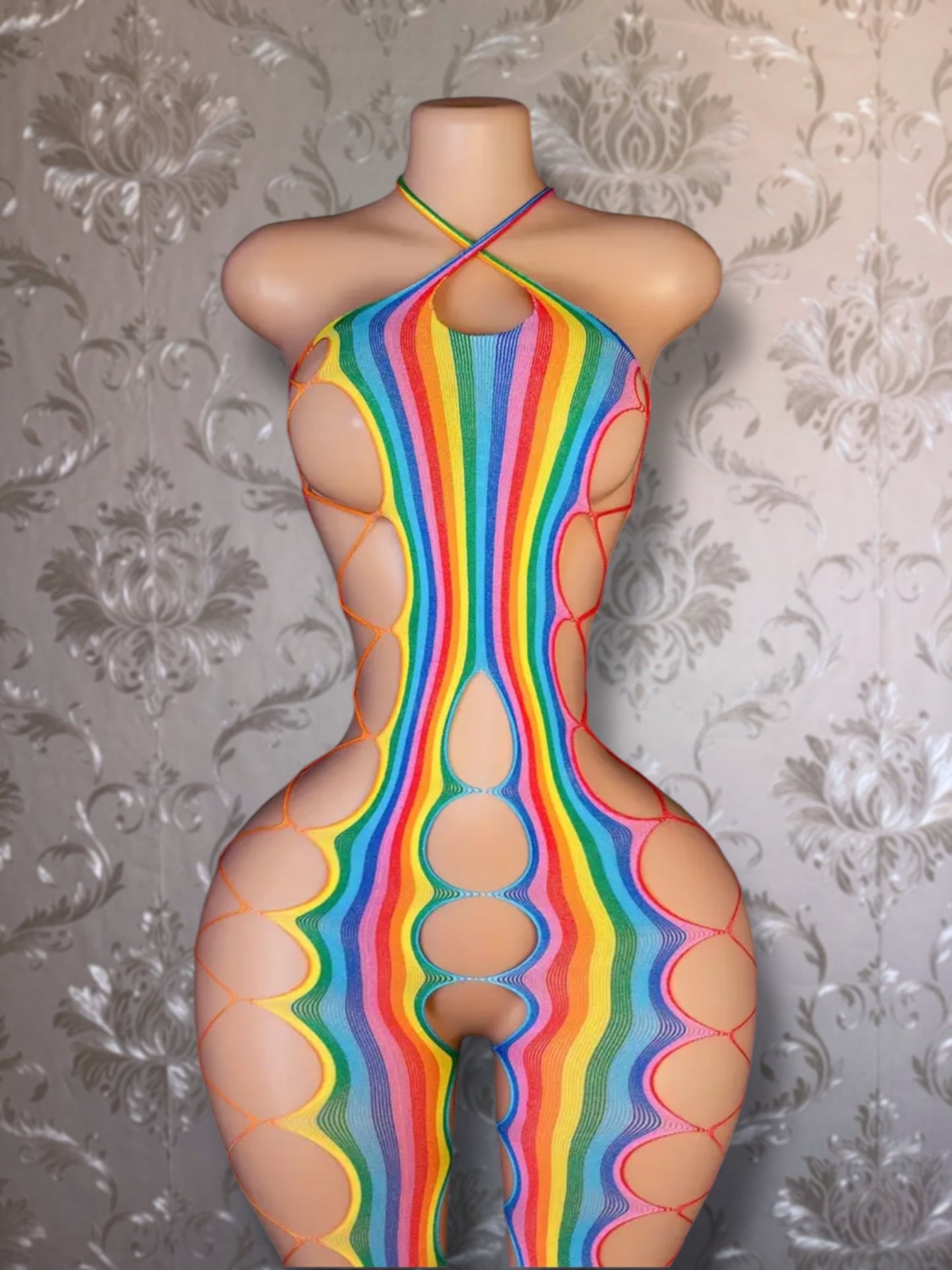 Isis Hollow Out Sides Fishnet Jumpsuit Bodystocking Fits XS-L