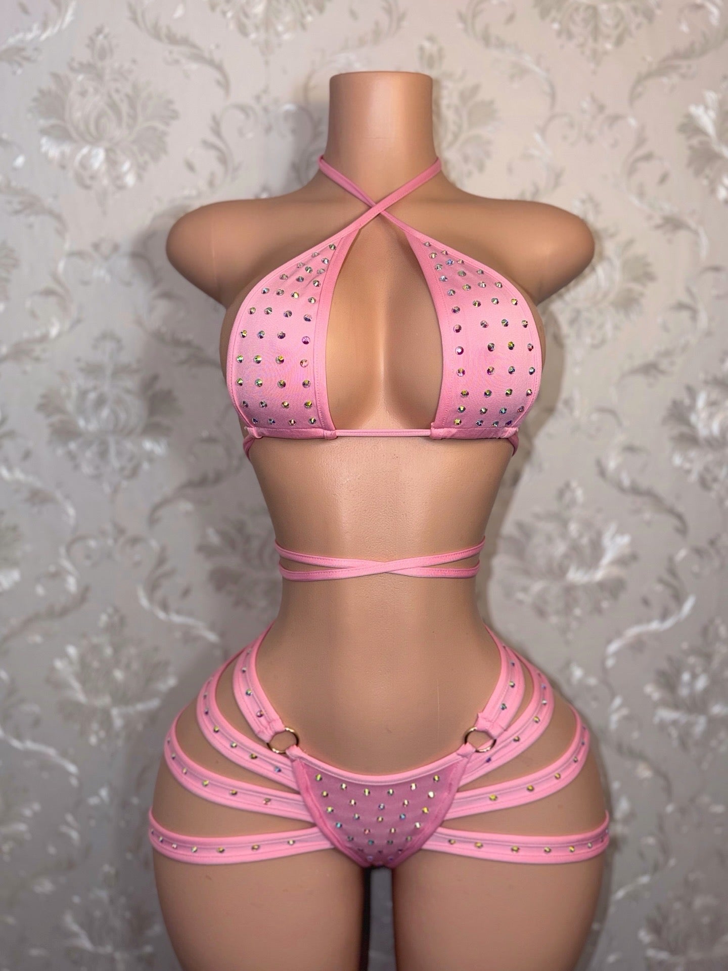 Georgia Peach + Teyana Fishnet Dress 3 Piece Set Fits S-L