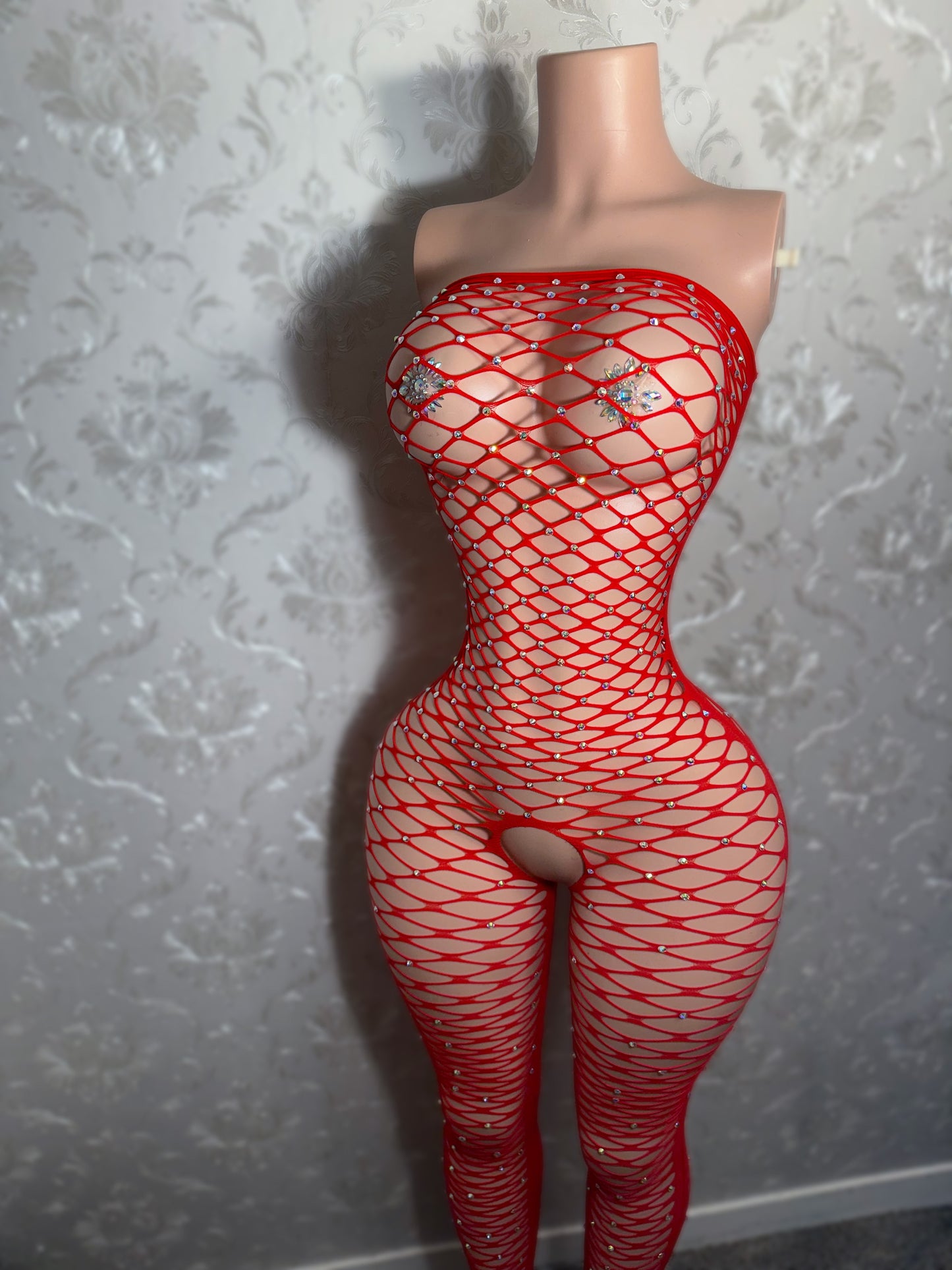 Rene Strapless Fishnet Bodystocking Fits XS-XL