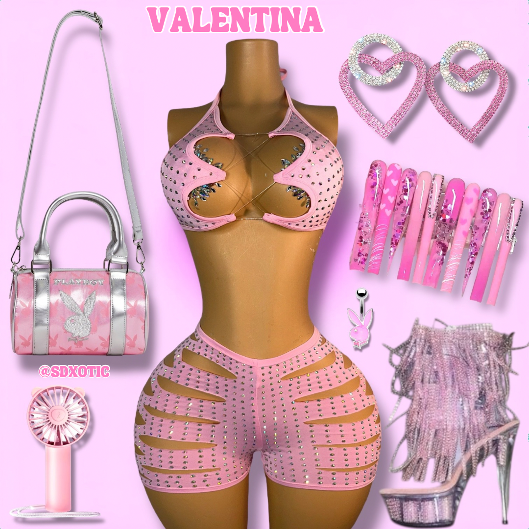 Valentina — Diamond Slits Shorts Set