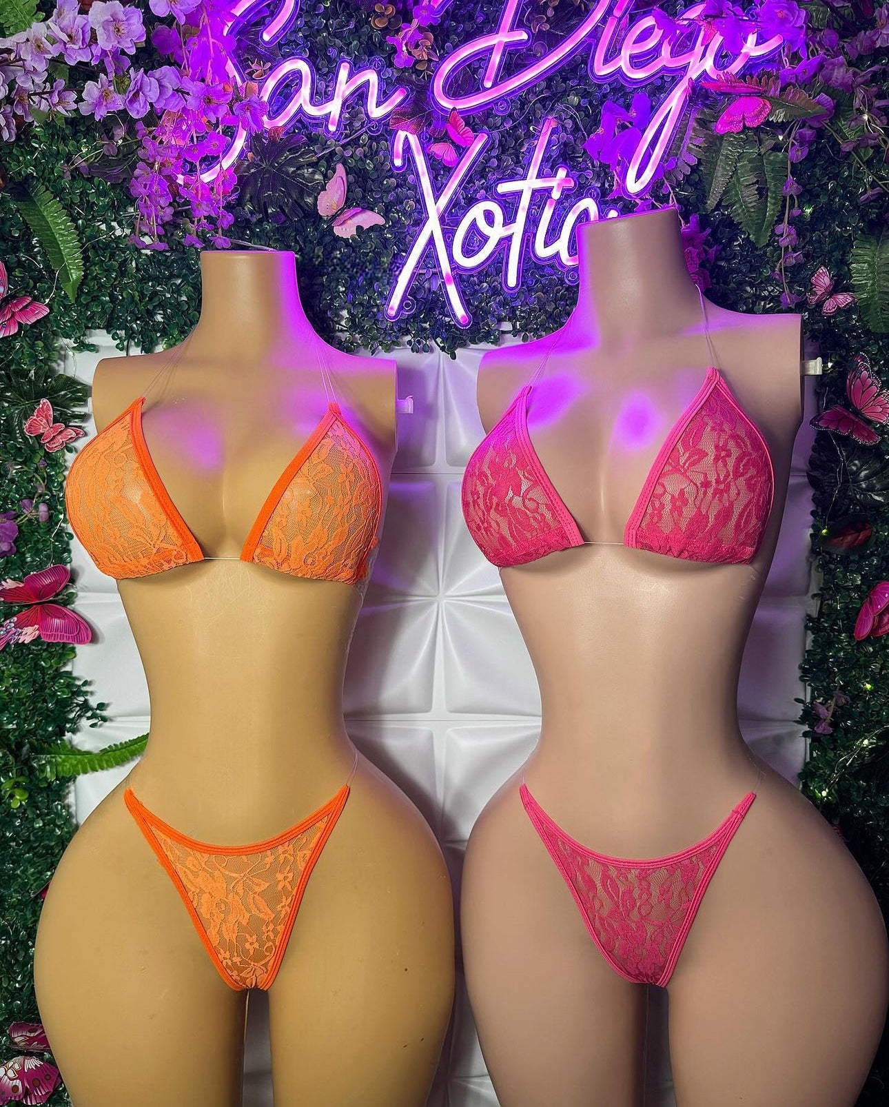 Nudist Floral Lace 2 Piece Classic Triangle Bikini
