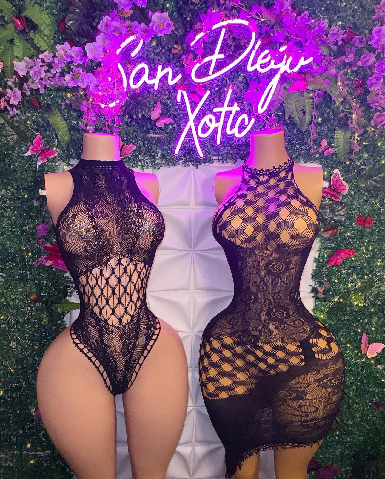 Genesis Flower Lace Fishnet Teddy One Piece Fits XS-XL