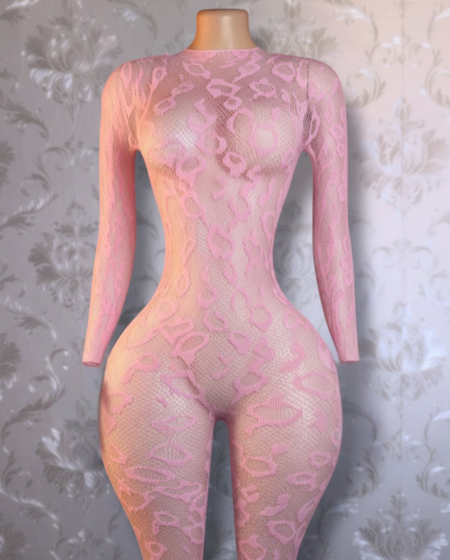 Sherice Fishnet Cheetah Bodystocking One Size Fits All