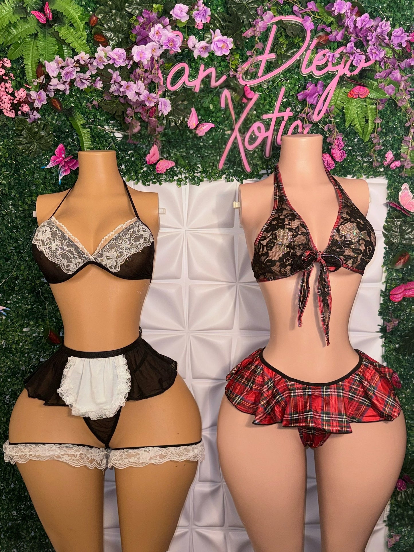 Sexy Maiden — French Maid Mini Skirt 5 Pc Costume with Thong, Garters + Gift Fits XS-L