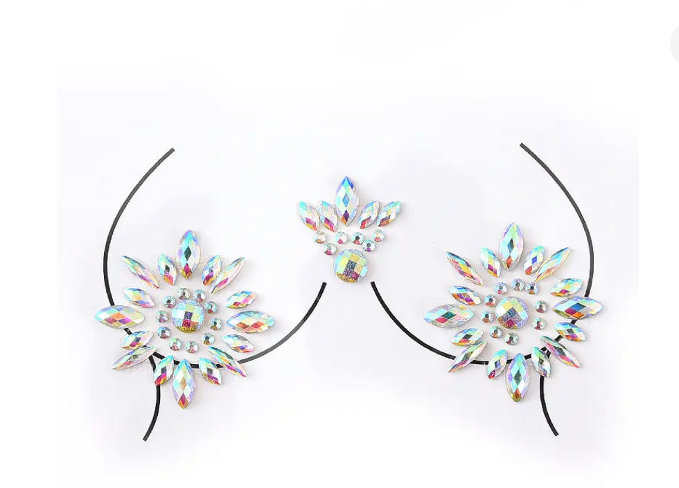 Crystal Pasties Mini Round Iridescent Silver 3 Piece Set