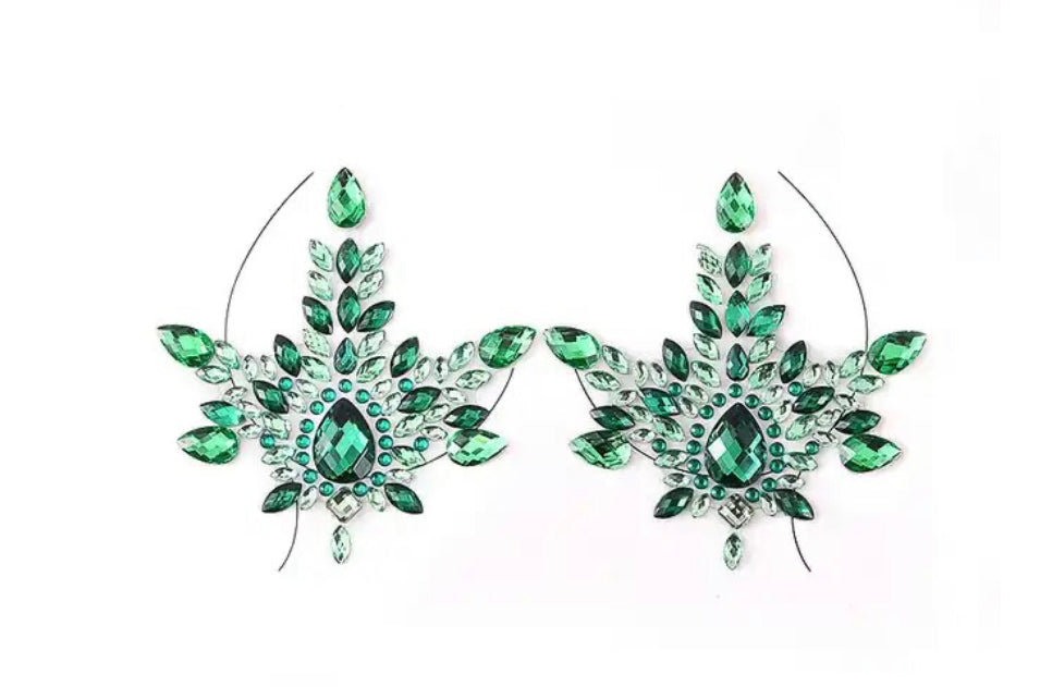 Crystal Pasties Leaf Silver & Green