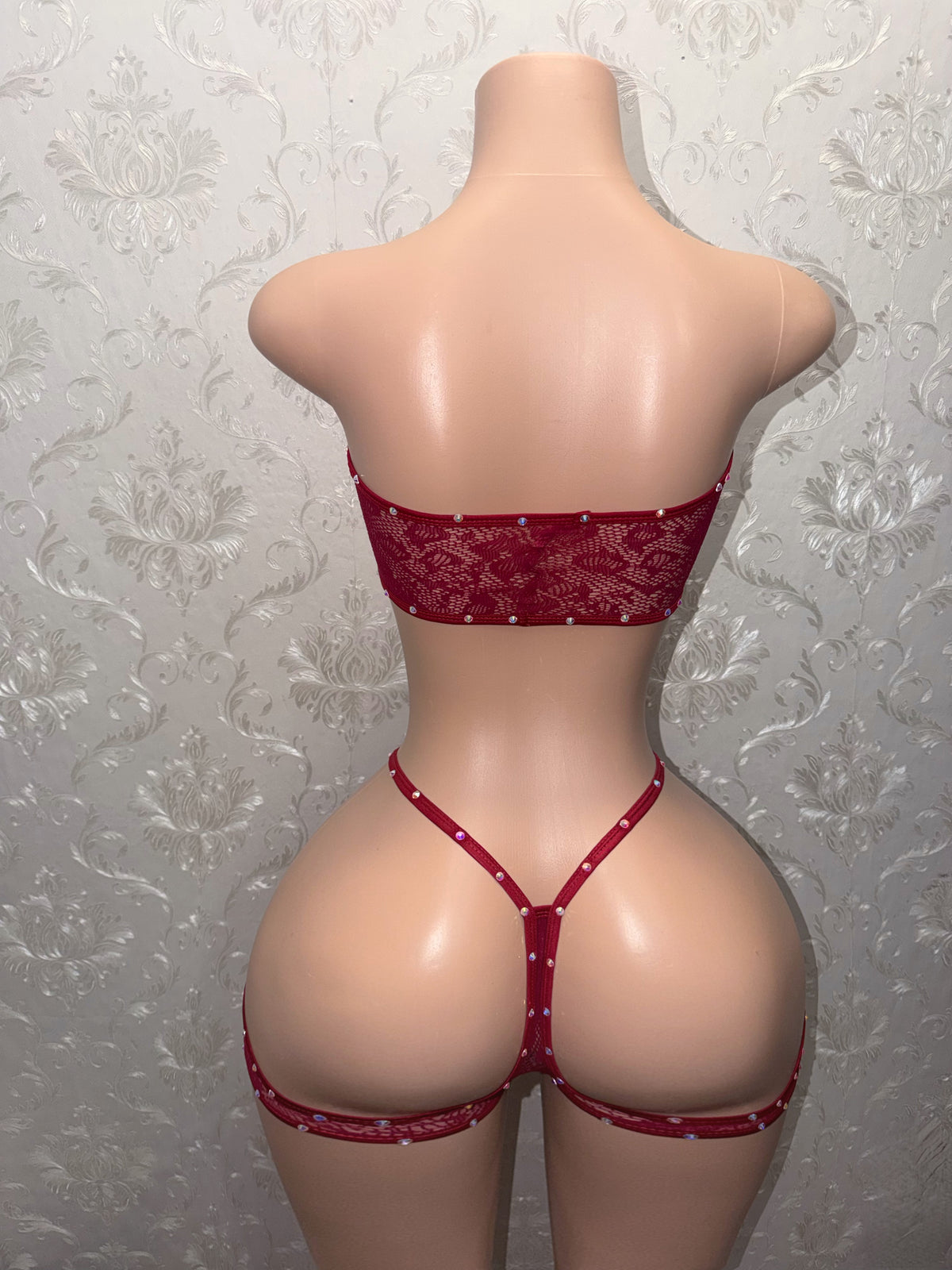 Jacqueline Wine Cheetah Cutout Fishnet Shorts Set Fits S-Li