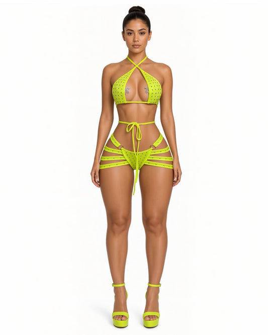Georgia Peach Booty Cage Shorts Set Fits XS-M