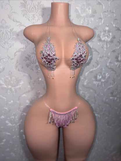 Dripping In Diamonds Crystal Bikini Birthday Set Upgraded Tassels