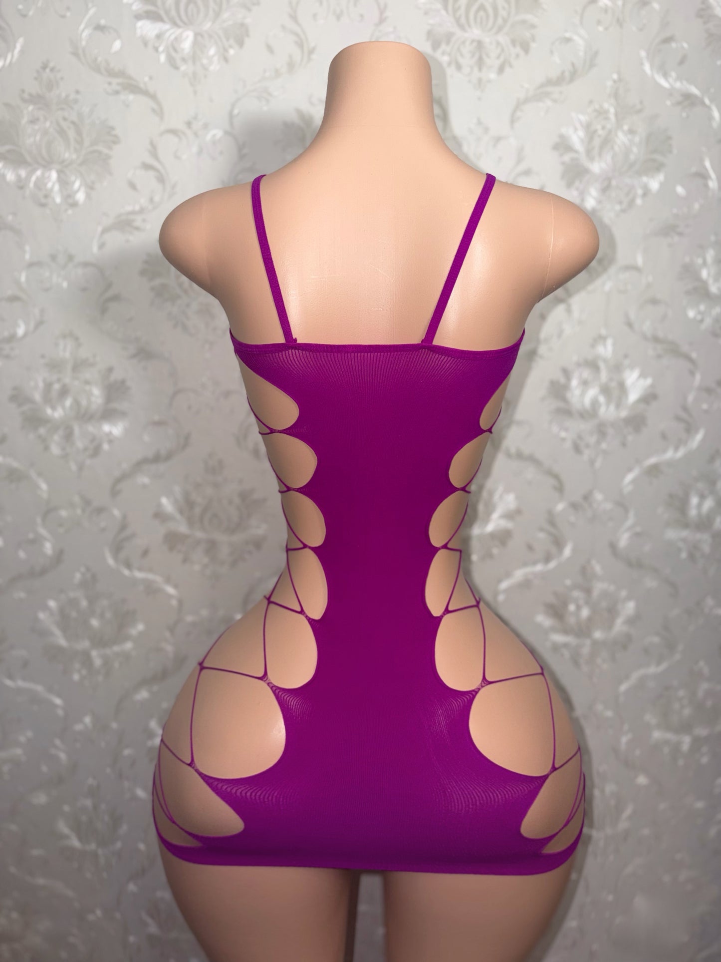 Isis Hollow Sides Fishnet Romper Fits XS-M, Dress Fits XS-L