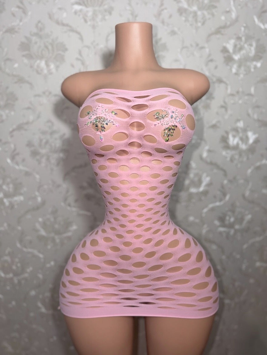 Money Maker Fishnet Dress Fits XS-XL