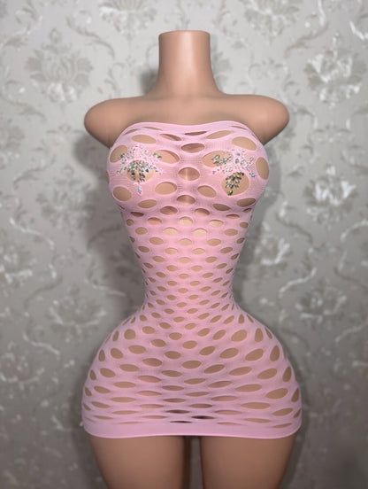 Money Maker Fishnet Dress Fits XS-XL