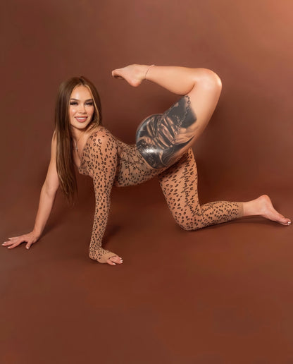 Cheetah Sheer Mesh Bodystocking Nudee