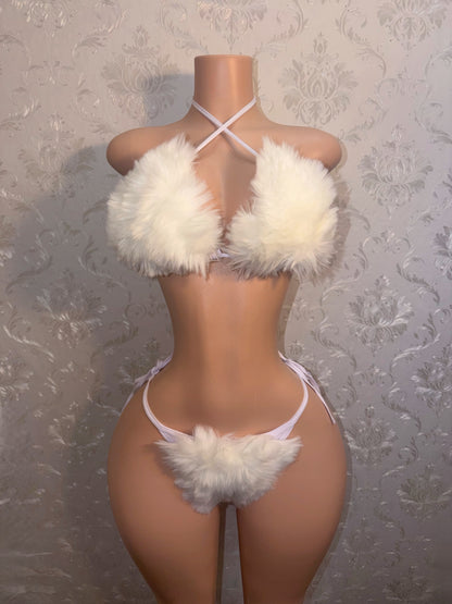 Angelic 3 Piece Fur Bikini with Fur Leg Warmers Fits S-XL
