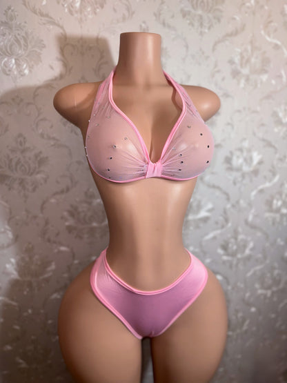 Madeline High Waist 2 Piece Mesh Bikini Fits S-M