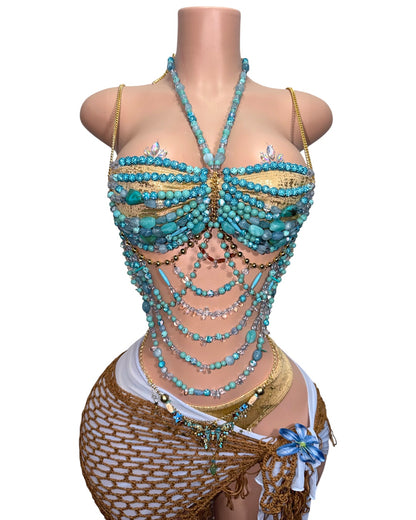 Bohemian Temptress Beaded Top 7 Piece Set Top Fits All Sizes