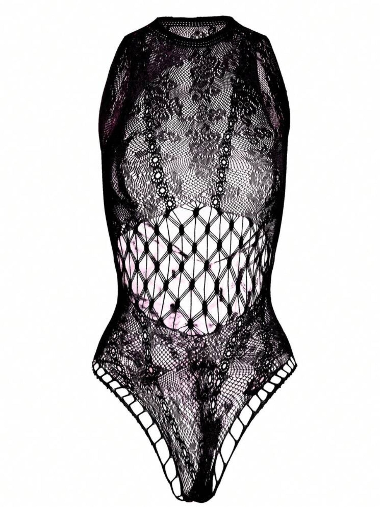 Genesis — Flower Lace Fishnet Teddy One Piece Fits XS-L