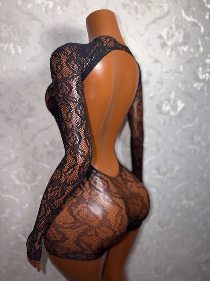 Suriyah Fishnet Romper Fits XS-L