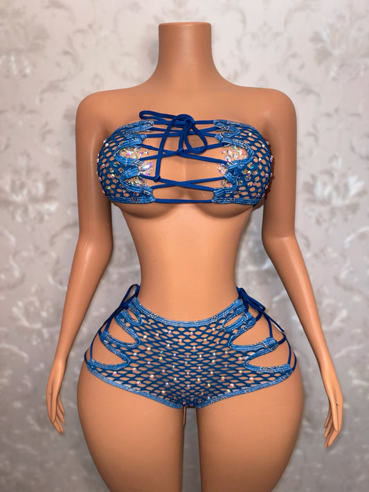 Blueface Bonnie Net Shorts Set Fits XS-L