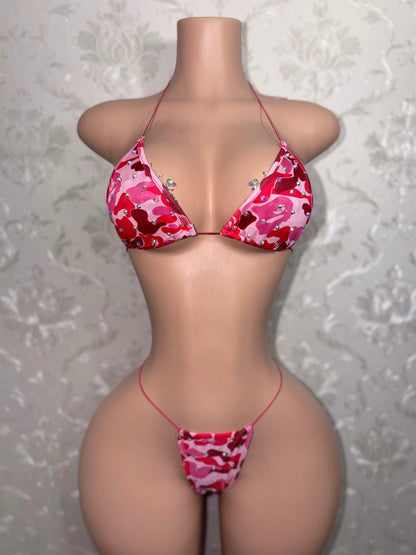 Jungle Doll 4 Piece Fishnet & Camo Bikini Set Fits XS-L