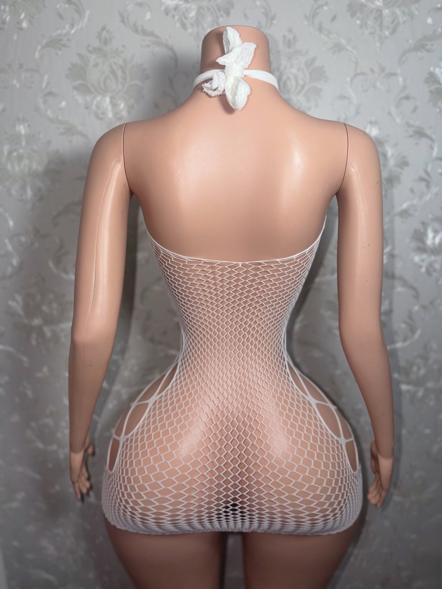 Teyana Fishnet Dress Optional Thong Fits XS-L