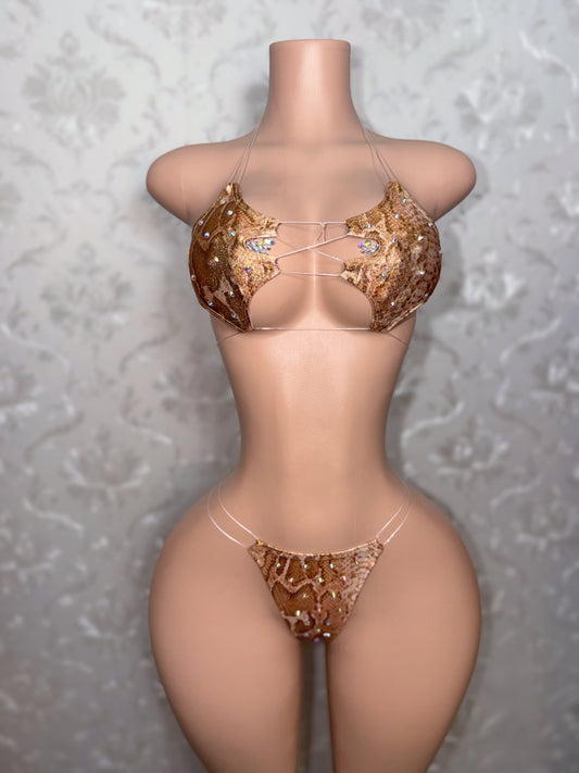 Africa Animal Print Champagne Snakeskin Bikini