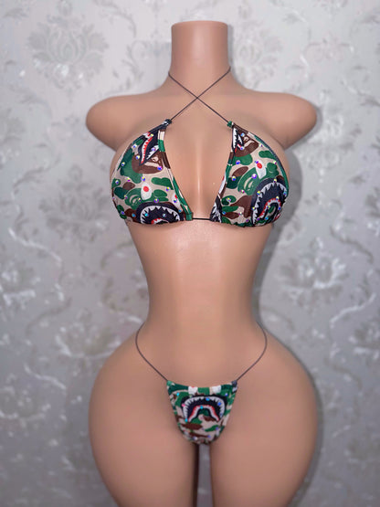 Jungle Doll Green Camo Bikini