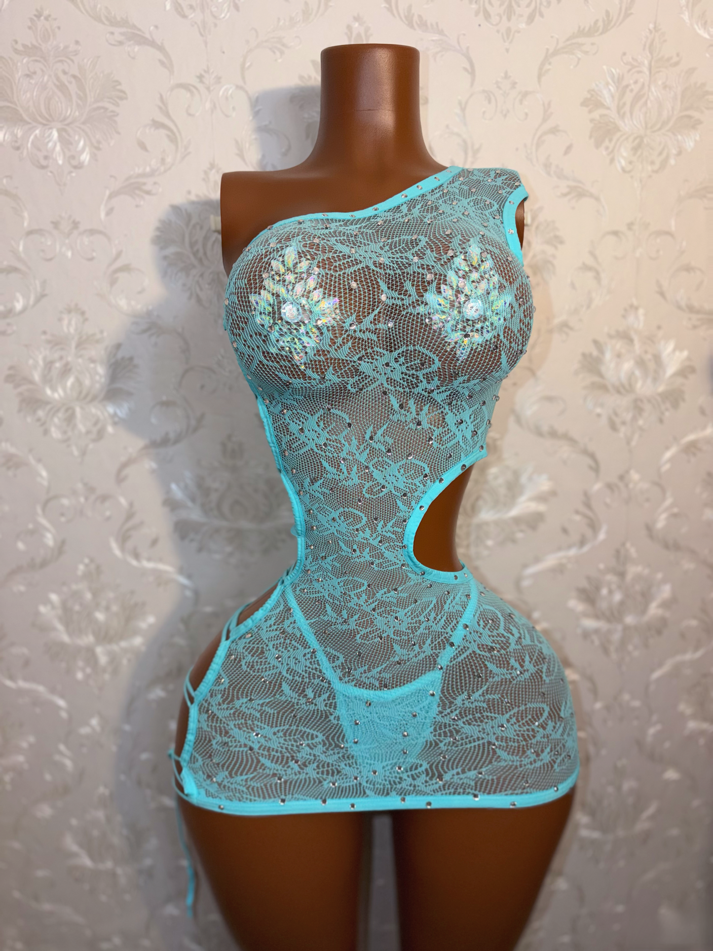 Fiji Off Shoulder Fishnet Dress Set Fits XS-XL