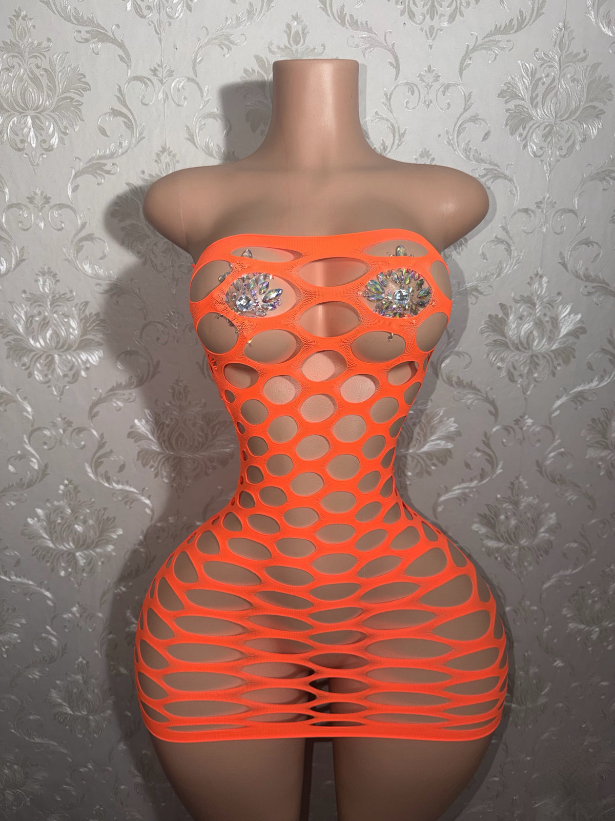 Money Maker Fishnet Dress Fits XS-XL