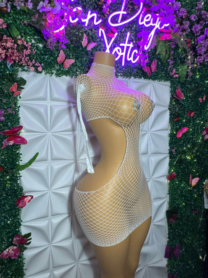 Lex — Hollowed Out Sides Fishnet Dress Fits XS-L