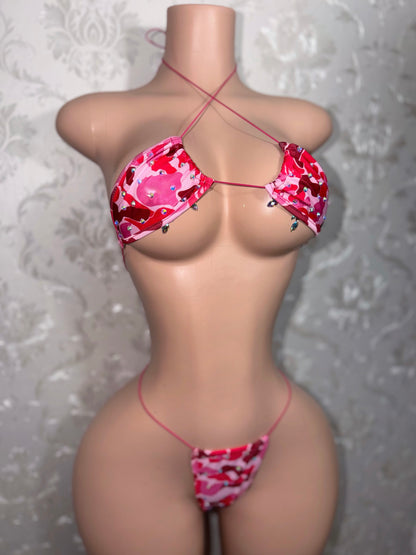 Jungle Doll Pink Camo Bikini Fits XS-L