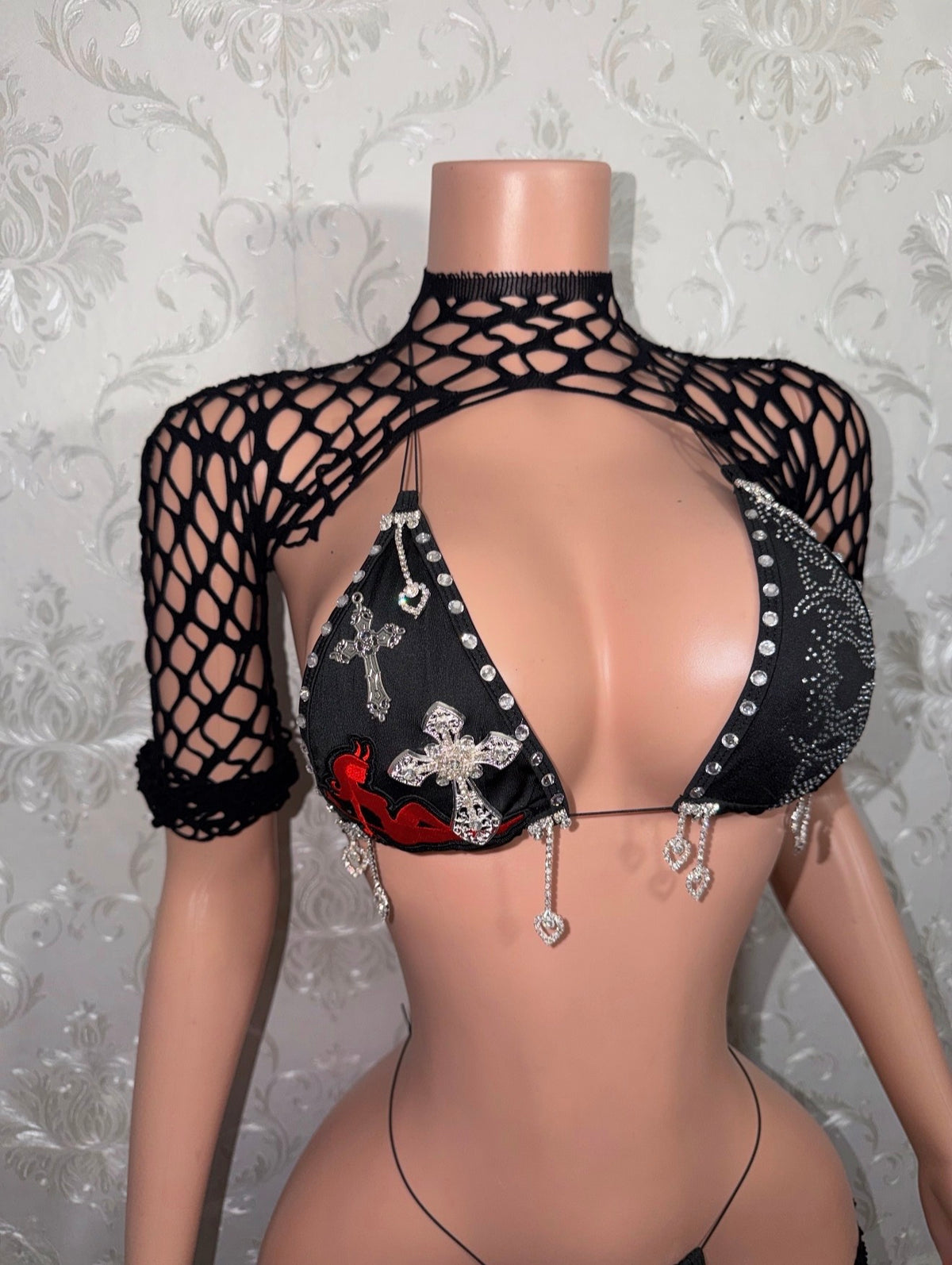 Heat Wave Custom Bikini & Fishnet 4 Piece Set [Made To Order]