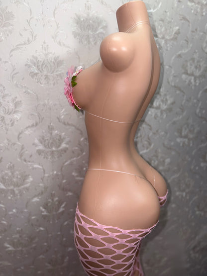 Garden Nymph 3D Flowers Bikini Optional Fishnets [Custom 1 of A Kind Remakes Only]