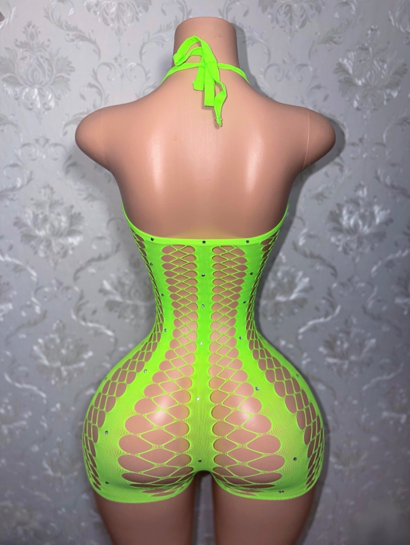 Diamonte 2.0 Diamond Fishnet Romper Fits XS-L