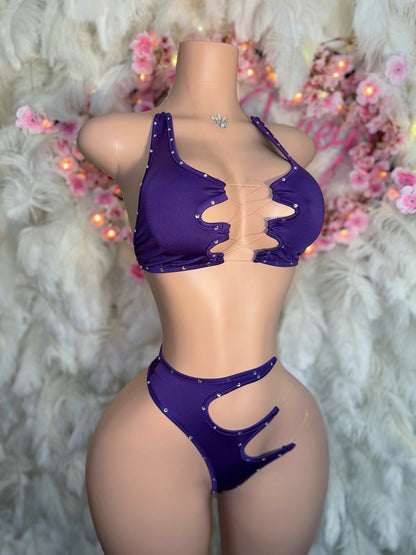 Mamacita — Royal Purple High Waisted Asymmetrical Thong 2 Piece